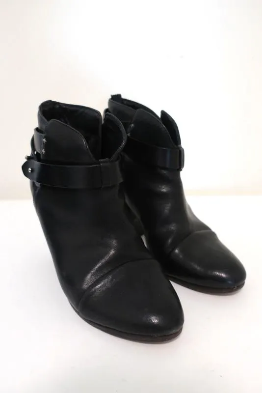 Rag & Bone Harrow Stiefeletten Schwarz Leder Größe 39 High Heel Booties