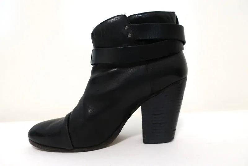 Rag & Bone Harrow Stiefeletten Schwarz Leder Größe 39 High Heel Booties