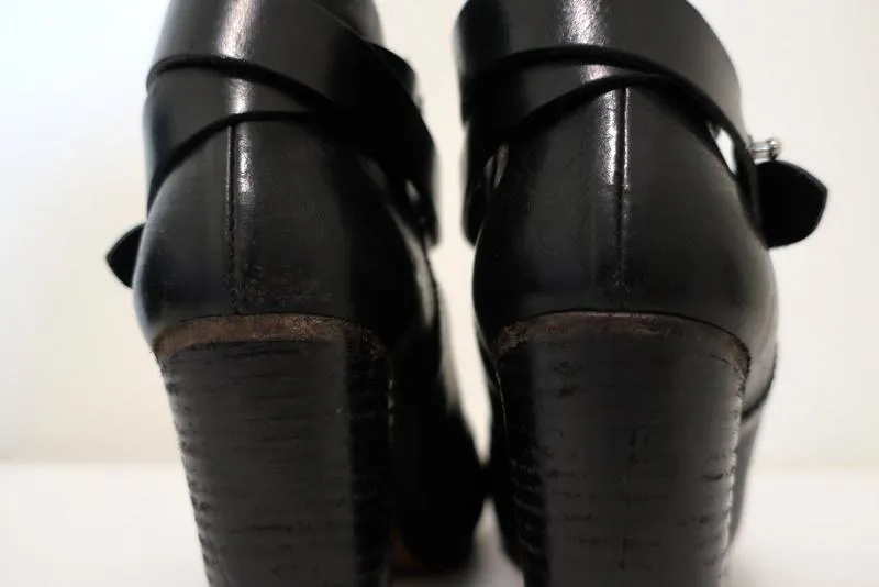 Rag & Bone Harrow Stiefeletten Schwarz Leder Größe 39 High Heel Booties