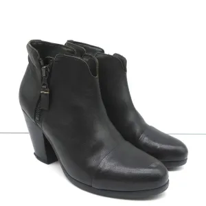 Rag & Bone Margot Seitlich mit Reißverschluss Stiefeletten Schwarz Leder Größe 37.5 High Heel Booties