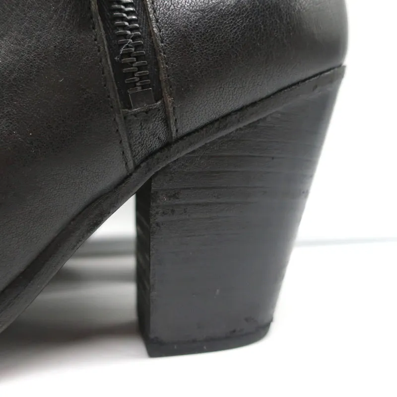 Rag & Bone Margot Seitlich mit Reißverschluss Stiefeletten Schwarz Leder Größe 37.5 High Heel Booties