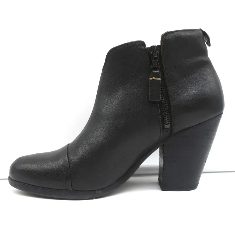 Rag & Bone Margot Seitlich mit Reißverschluss Stiefeletten Schwarz Leder Größe 37.5 High Heel Booties