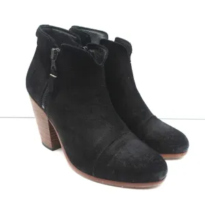 Rag & Bone Margot Seitlich-Reißverschluss Stiefeletten Schwarz Wildleder Größe 37 High Heel Booties