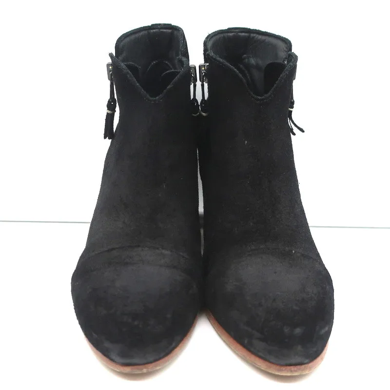 Rag & Bone Margot Seitlich-Reißverschluss Stiefeletten Schwarz Wildleder Größe 37 High Heel Booties