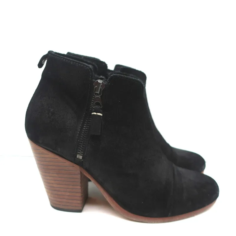 Rag & Bone Margot Seitlich-Reißverschluss Stiefeletten Schwarz Wildleder Größe 37 High Heel Booties