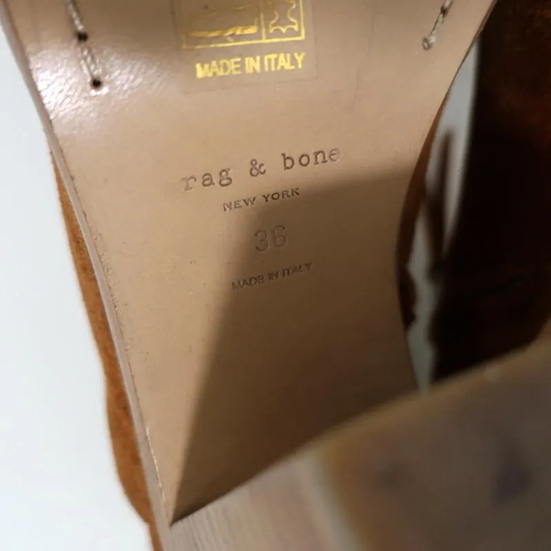 Rag & Bone Peep-Toe-Stiefeletten Mabel Braun Wildleder Größe 36 High Heel Knöchelstiefel