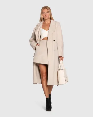 Echter Liebe Doppelreihiger Maxi-Mantel - Perle