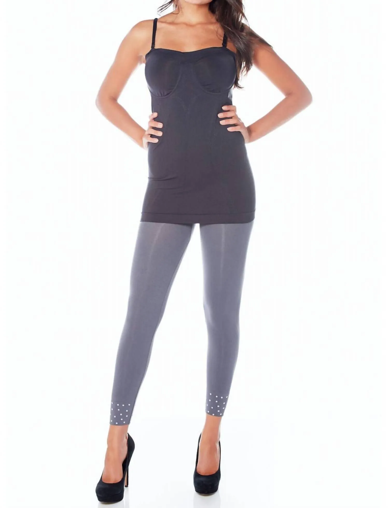 Rocker High-Waist Leggings mit Nieten in Anthrazit