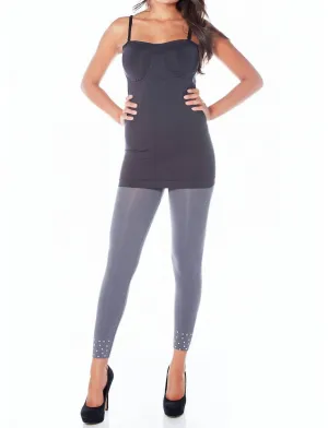 Rocker High-Waist Leggings mit Nieten in Anthrazit