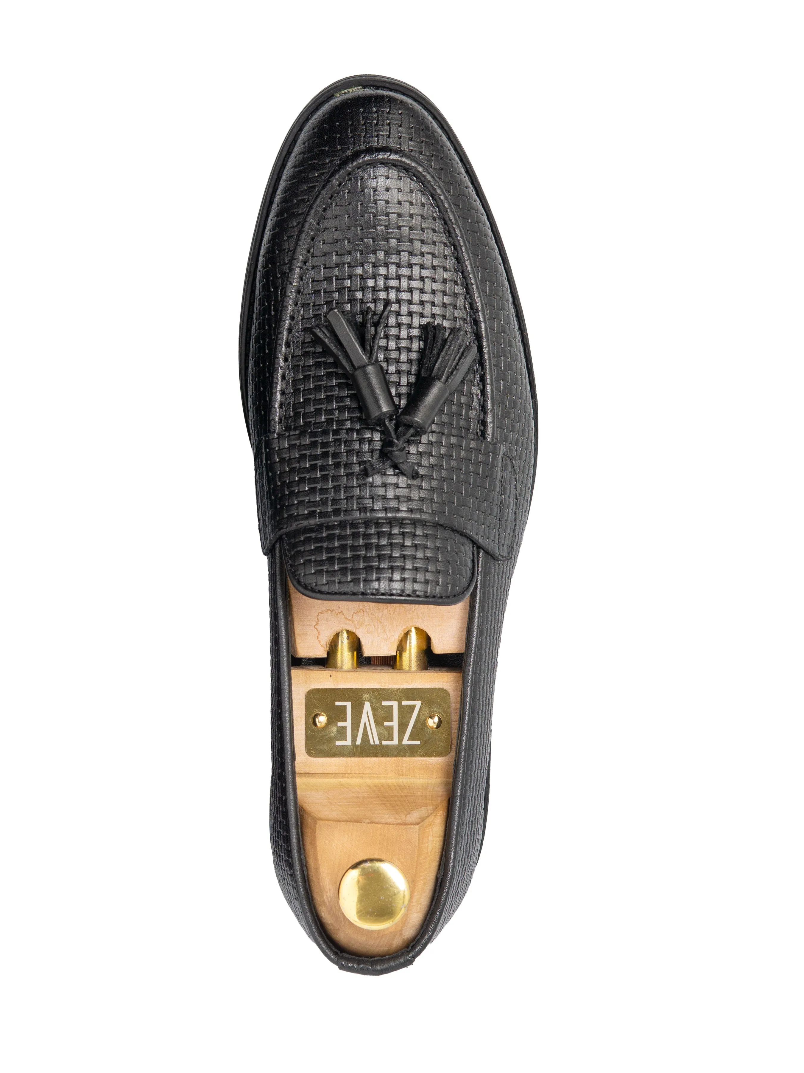 Rocky Tassel Loafer - Schwarz Geflochtenes Leder (Flexi-Sohle)