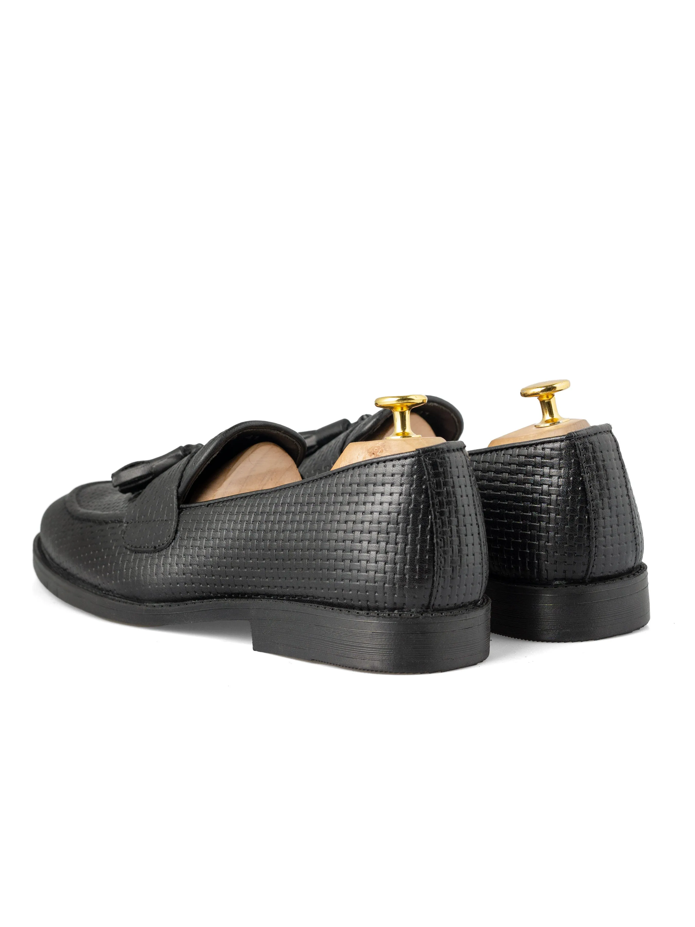 Rocky Tassel Loafer - Schwarz Geflochtenes Leder (Flexi-Sohle)
