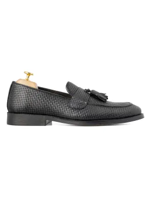 Rocky Tassel Loafer - Schwarz Geflochtenes Leder (Flexi-Sohle)