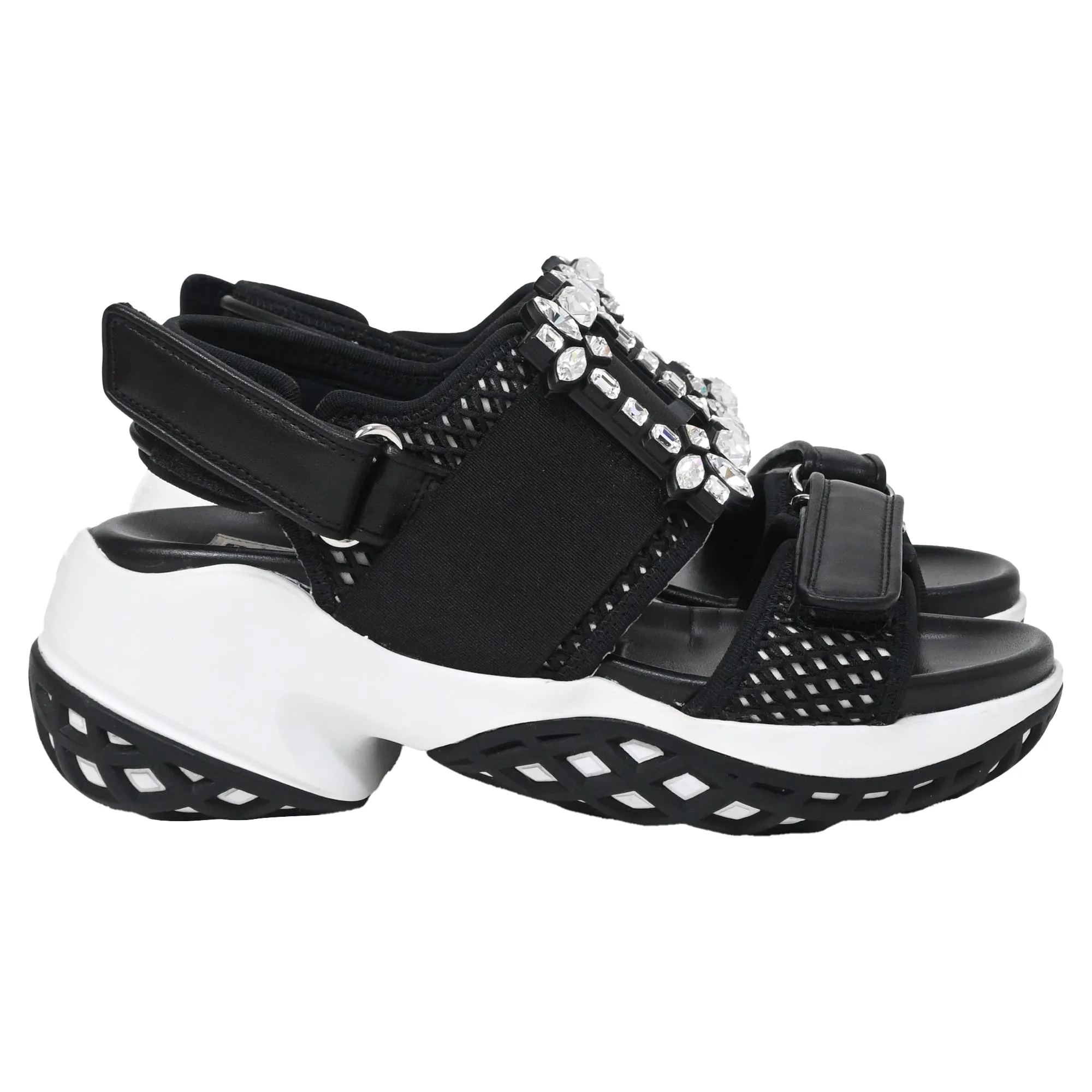 Roger Vivier Viv' Run Verzierte Sandalen in Schwarz Leder Schuhen_Roger-Vivier