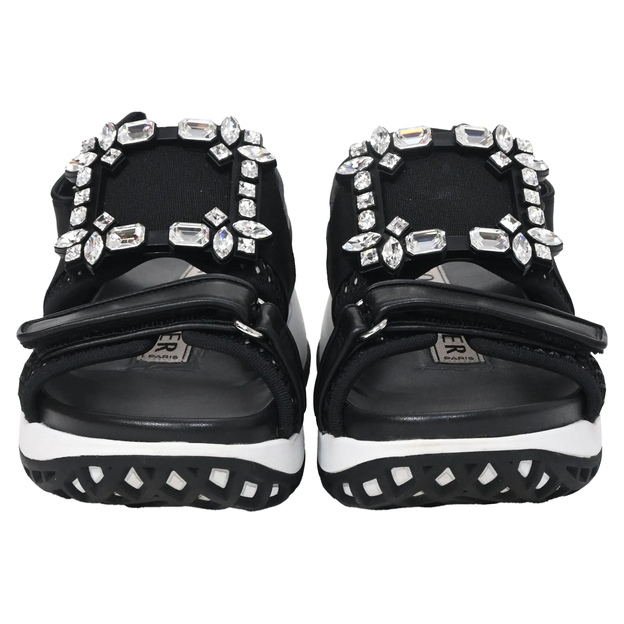 Roger Vivier Viv' Run Verzierte Sandalen in Schwarz Leder Schuhen_Roger-Vivier