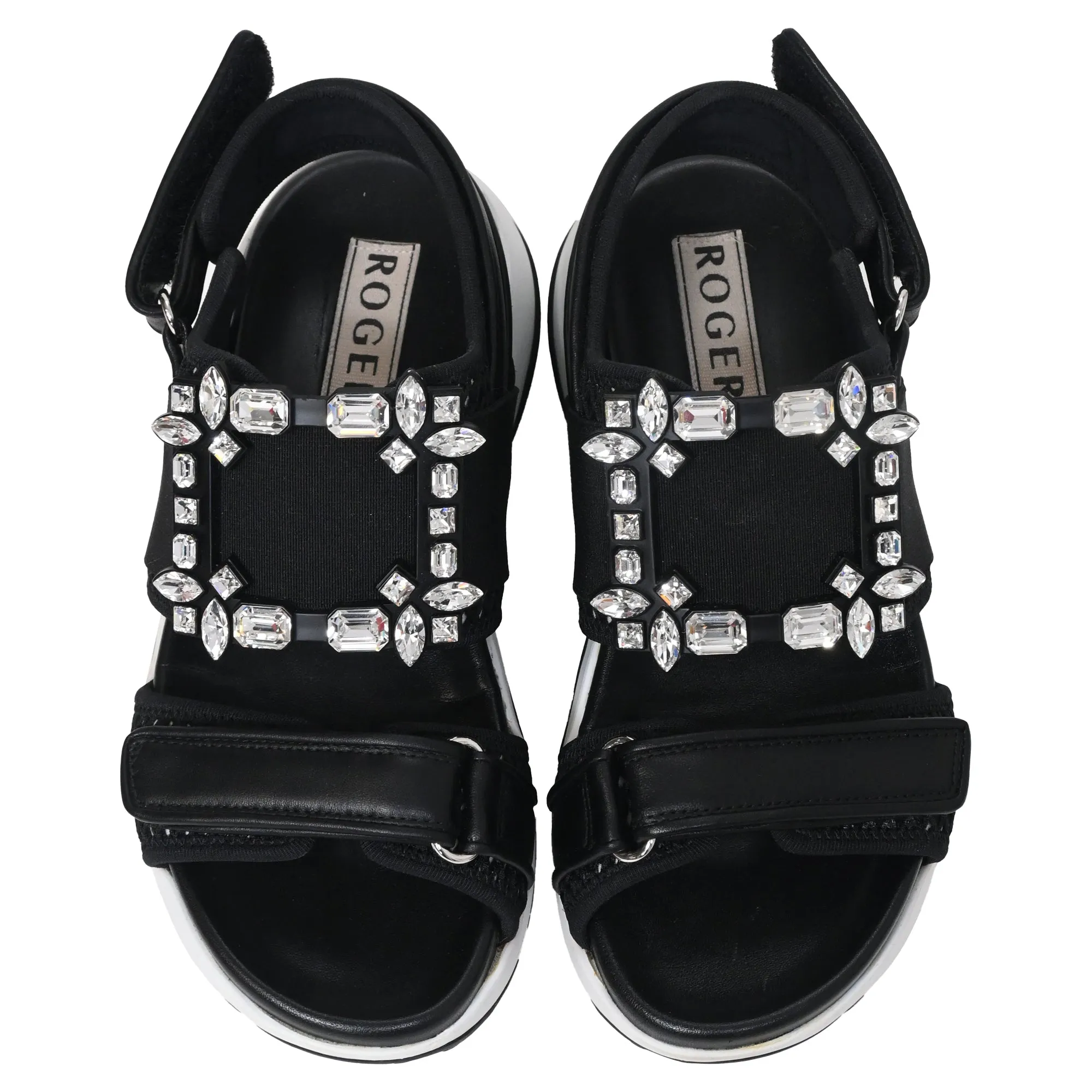 Roger Vivier Viv' Run Verzierte Sandalen in Schwarz Leder Schuhen_Roger-Vivier