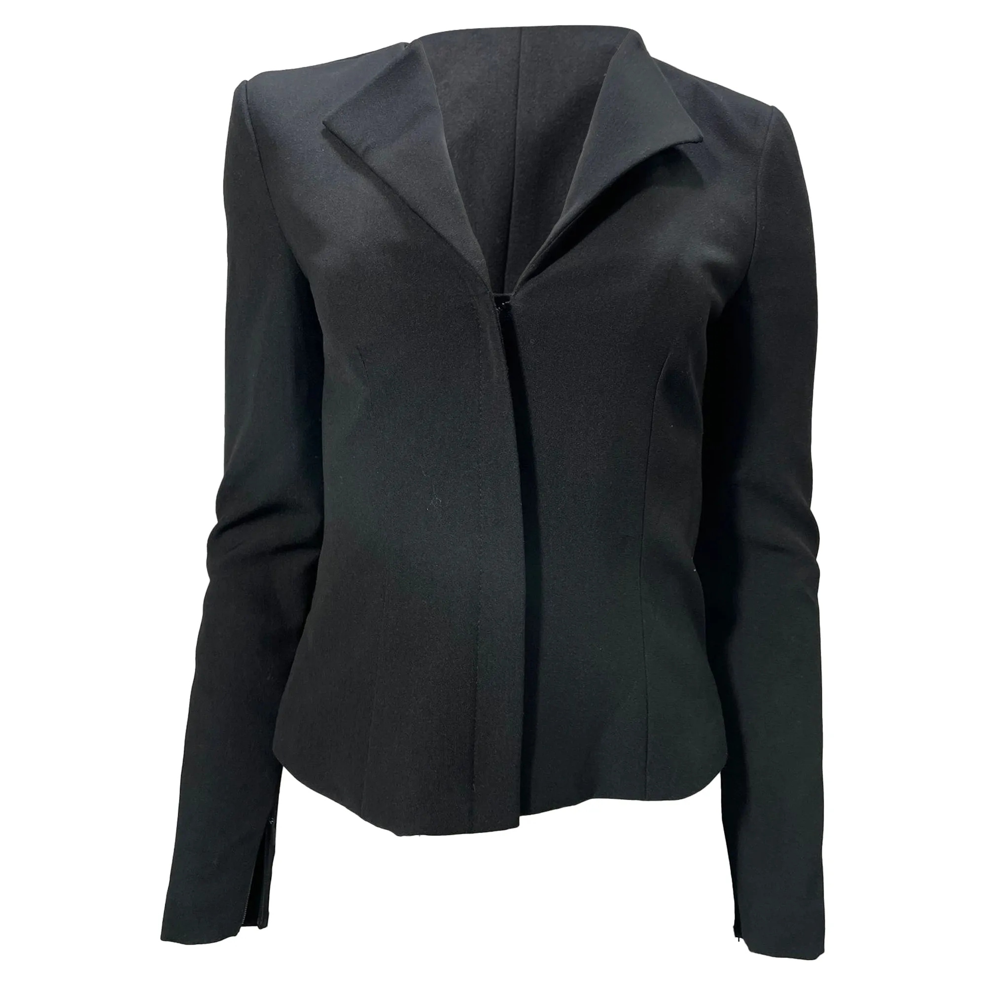 Roland Mouret Blazer mit Kragen und verstecktem Verschluss aus schwarzer Wolle