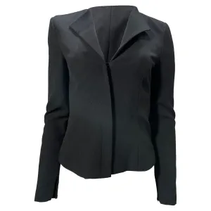 Roland Mouret Blazer mit Kragen und verstecktem Verschluss aus schwarzer Wolle