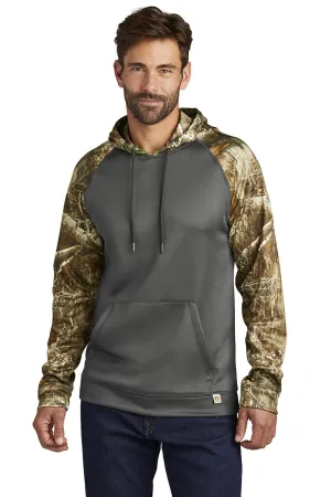 Russell Outdoors Herren Realtree Colorblock Feuchtigkeitstransportierender Kapuzenpullover mit Beuteltasche - Magnetgrau/Realtree Edge Camo