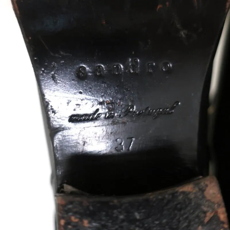 Sandro Doppelriemen-Stiefeletten Schwarz Leder Größe 37 Spitze Stiefeletten