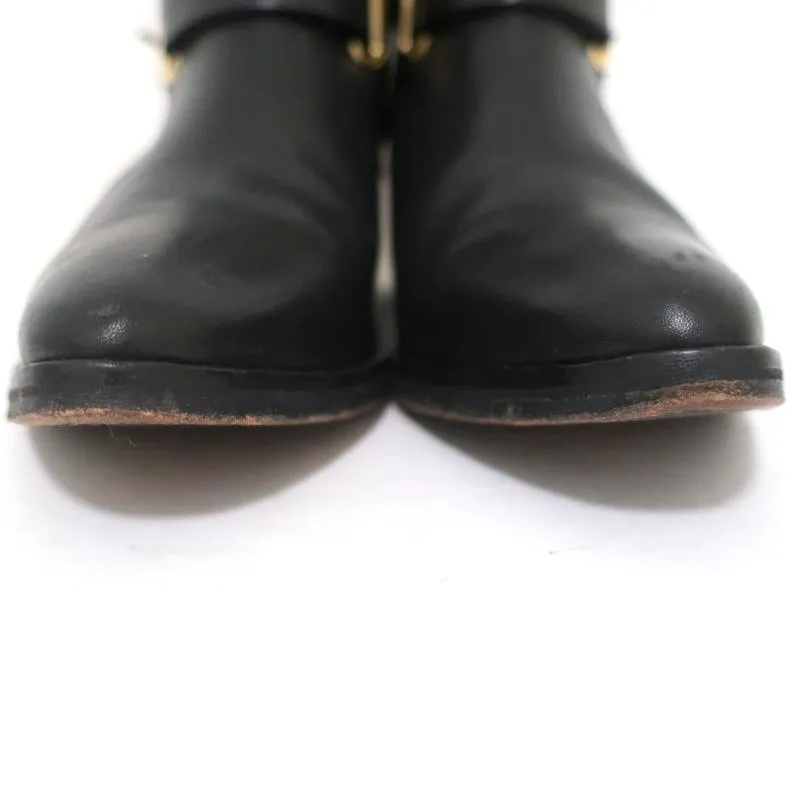 Sandro Doppelriemen-Stiefeletten Schwarz Leder Größe 37 Spitze Stiefeletten