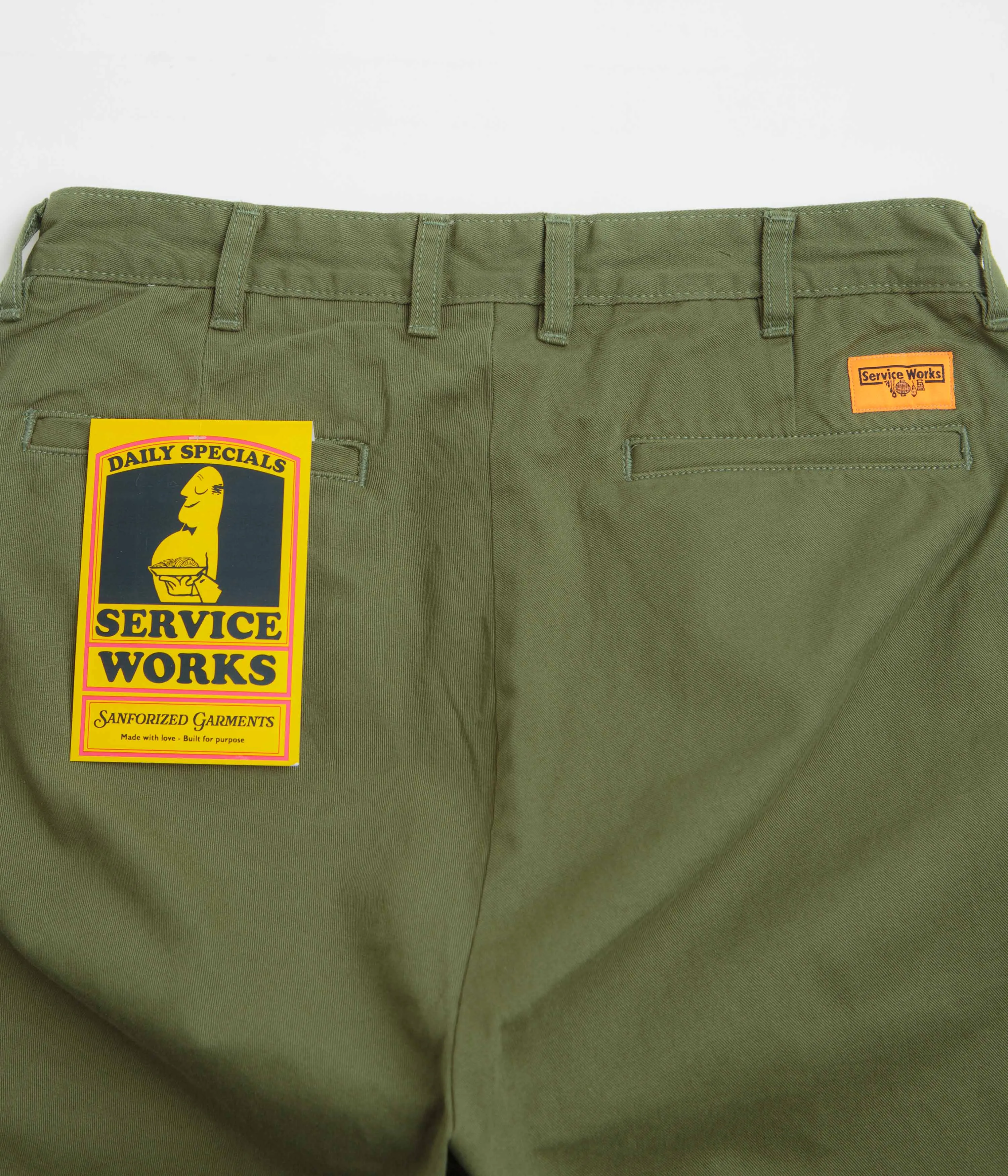 Service Works Drill Part Timer Shorts - Oliv Service Works Kleidung