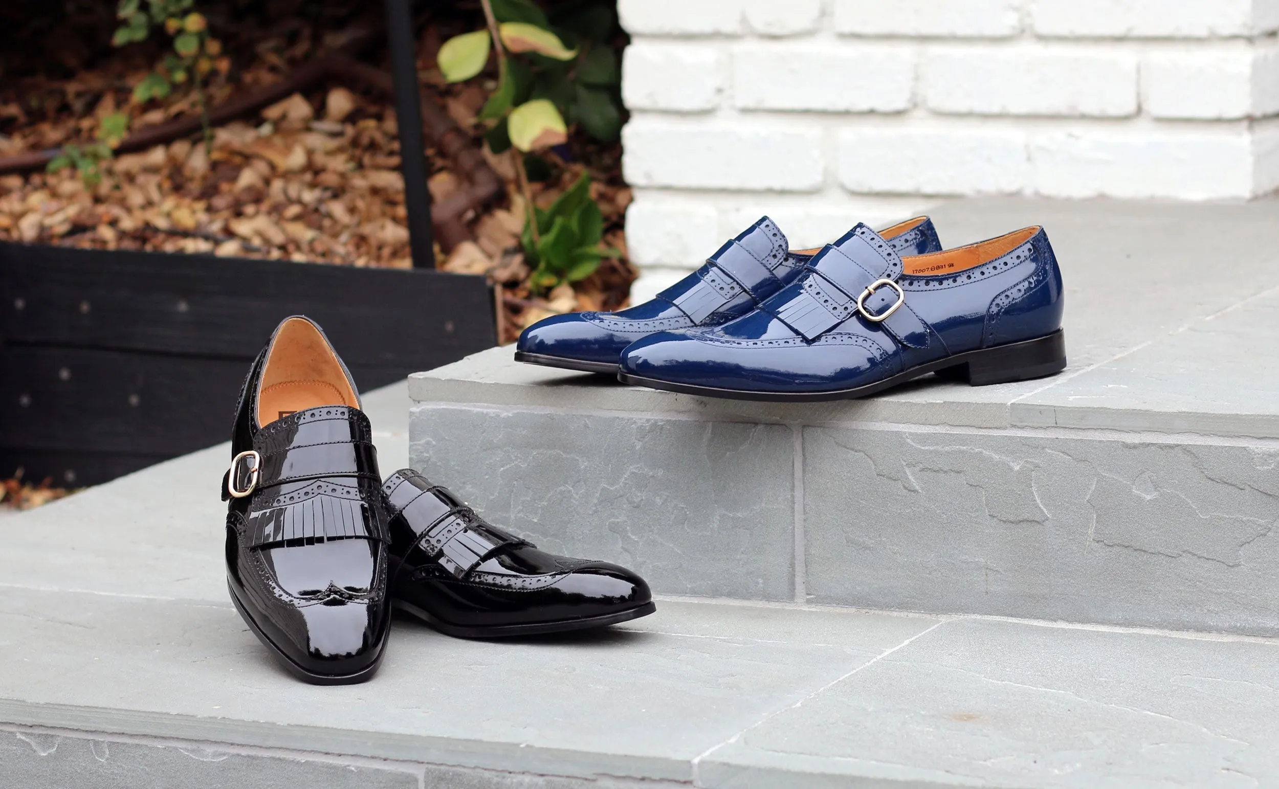 Glänzender Kalbsleder-Slip-On-Schuh Marineblau