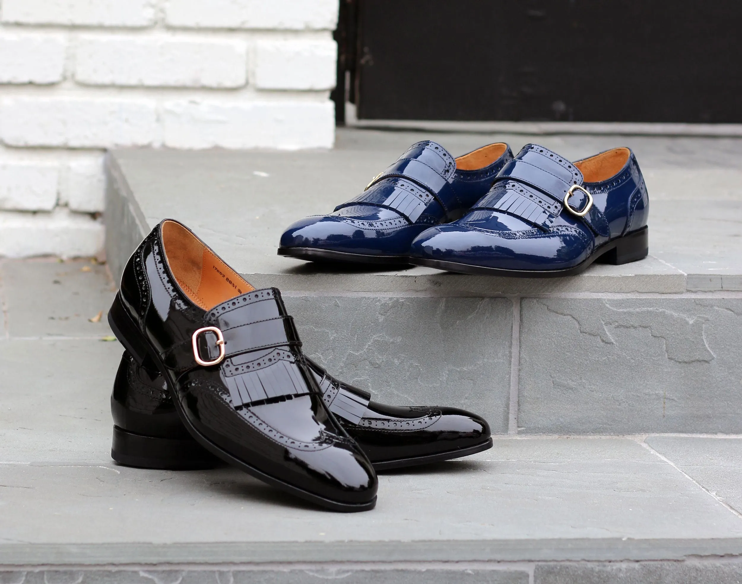 Glänzender Kalbsleder-Slip-On-Schuh Marineblau