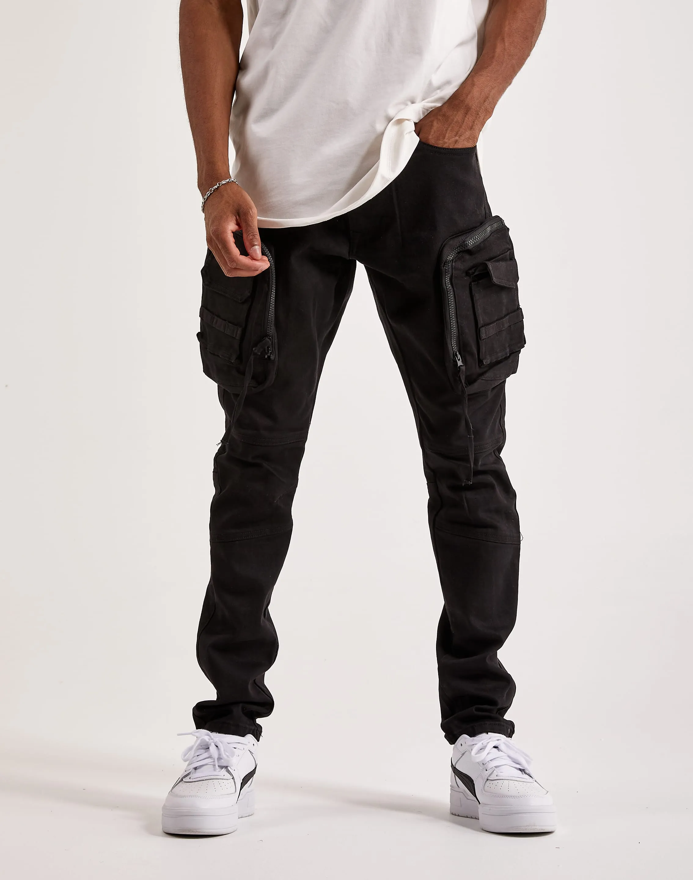 Smoke Rise Twill Cargo-Hose im Motorradstil