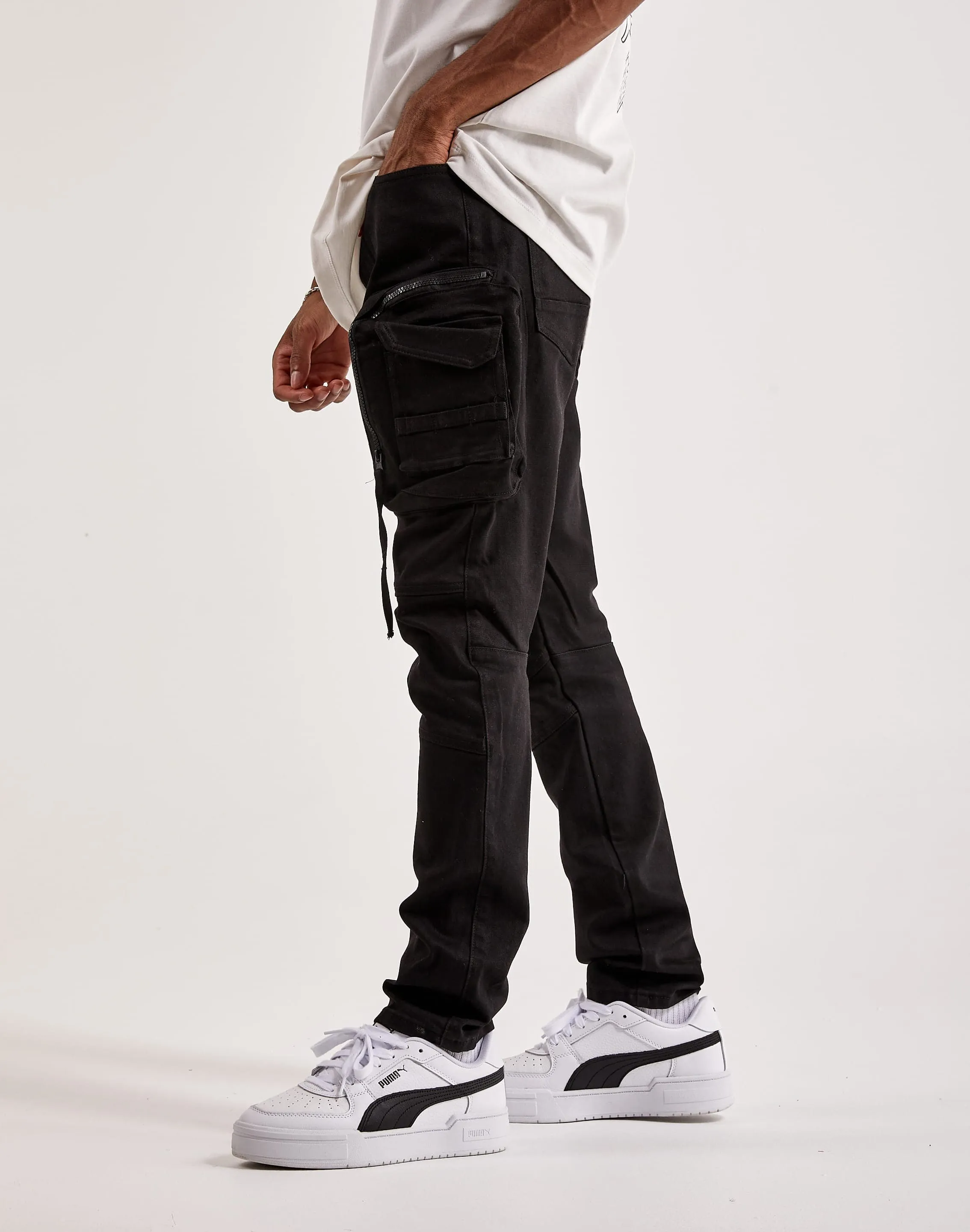 Smoke Rise Twill Cargo-Hose im Motorradstil