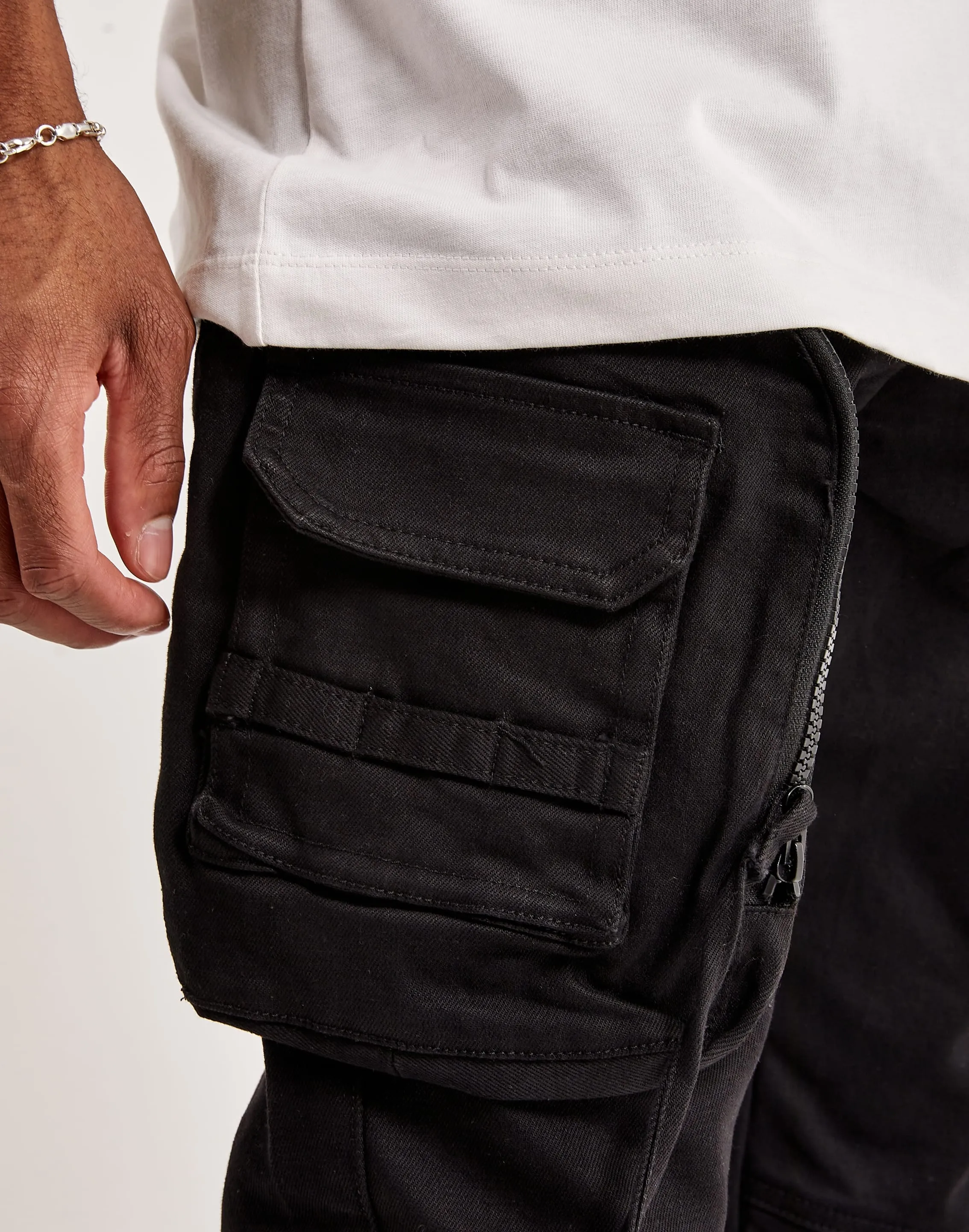 Smoke Rise Twill Cargo-Hose im Motorradstil