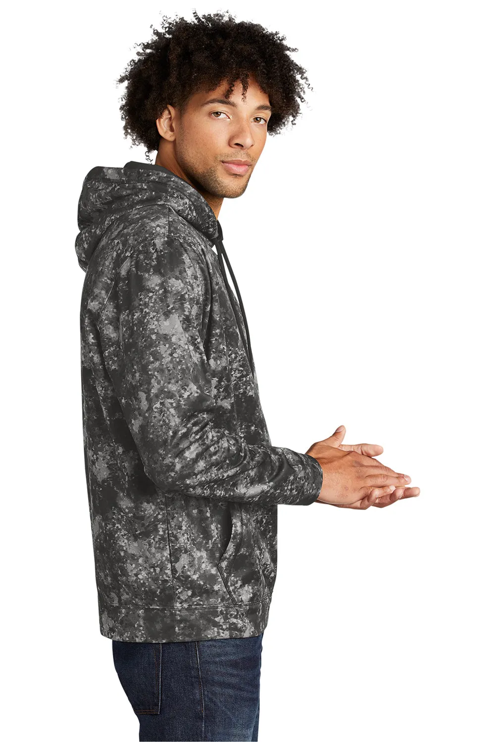 Sport-Tek Herren Sport-Wick Mineral Freeze Feuchtigkeitstransportierende Fleece Kapuzenpullover Hoodie mit Beuteltasche - Schwarz