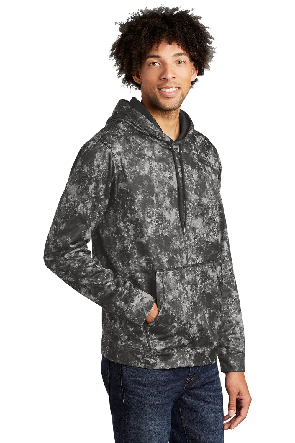 Sport-Tek Herren Sport-Wick Mineral Freeze Feuchtigkeitstransportierende Fleece Kapuzenpullover Hoodie mit Beuteltasche - Schwarz
