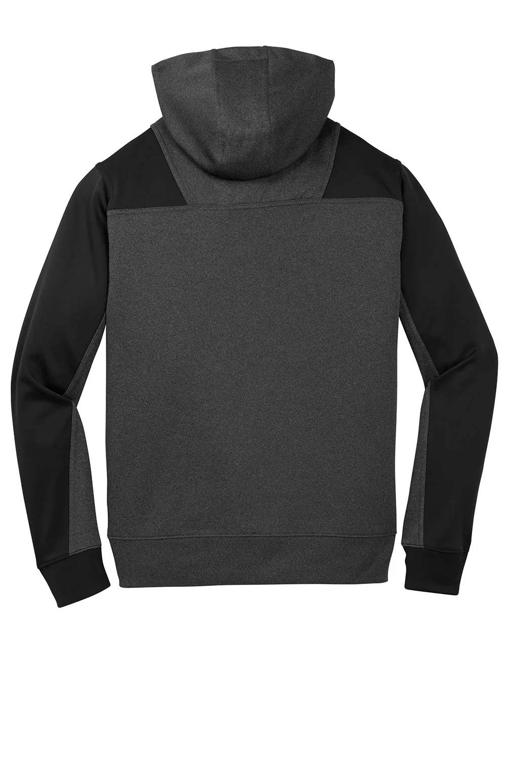 Sport-Tek Herren Tech Feuchtigkeitstransport-Fleece 1/4-Zip Kapuzenpullover Hoodie mit Patztasche - Heather Graugrau/Schwarz