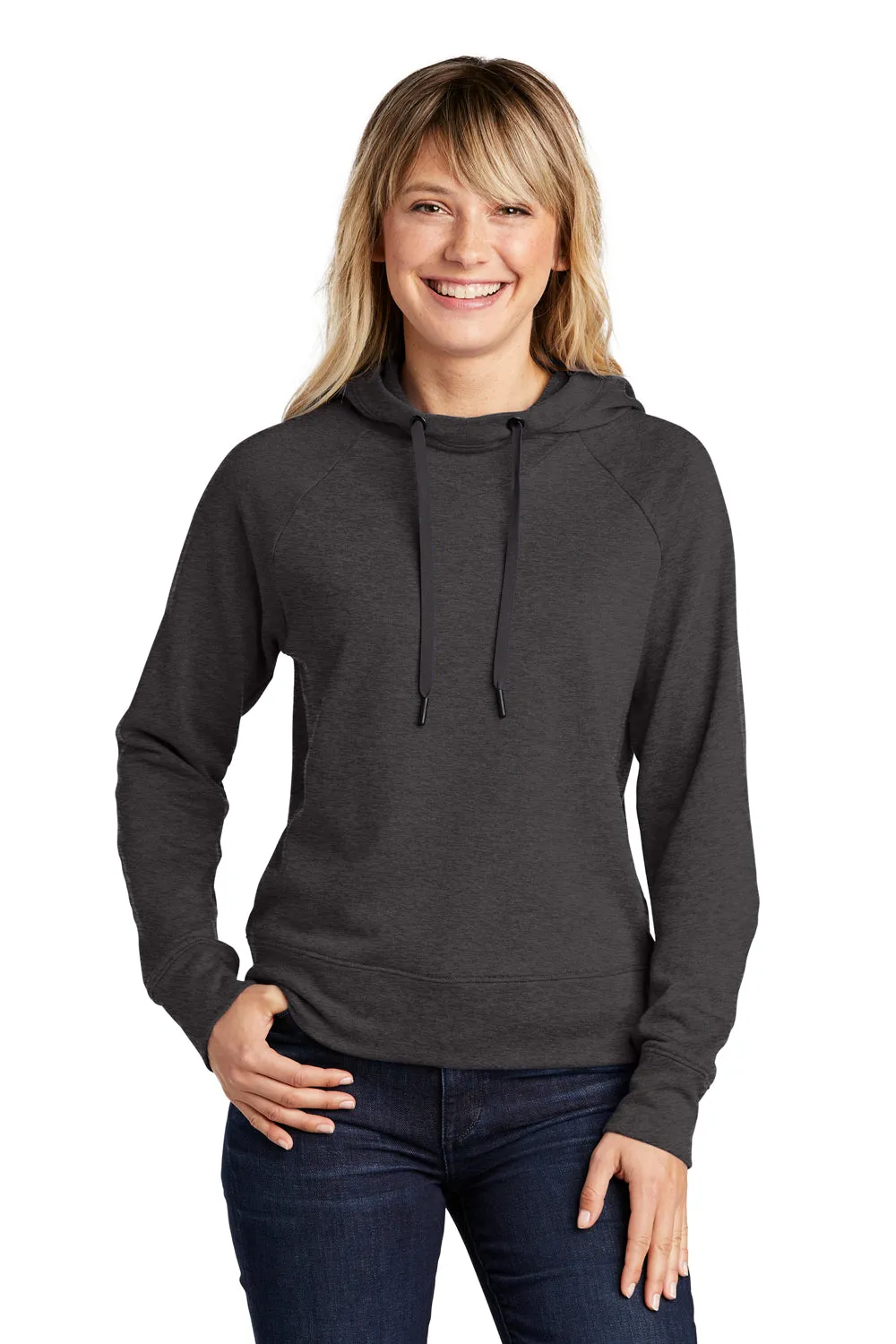 Sport-Tek Damen French Terry Kapuzenpullover Hoodie - Heather Schwarz - Ausverkauf