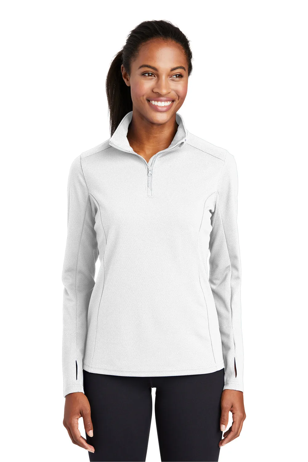 Sport-Tek Damen Sport-Wick Feuchtigkeitstransportierendes 1/4-Zip Sweatshirt - Weiß - Ausverkauf