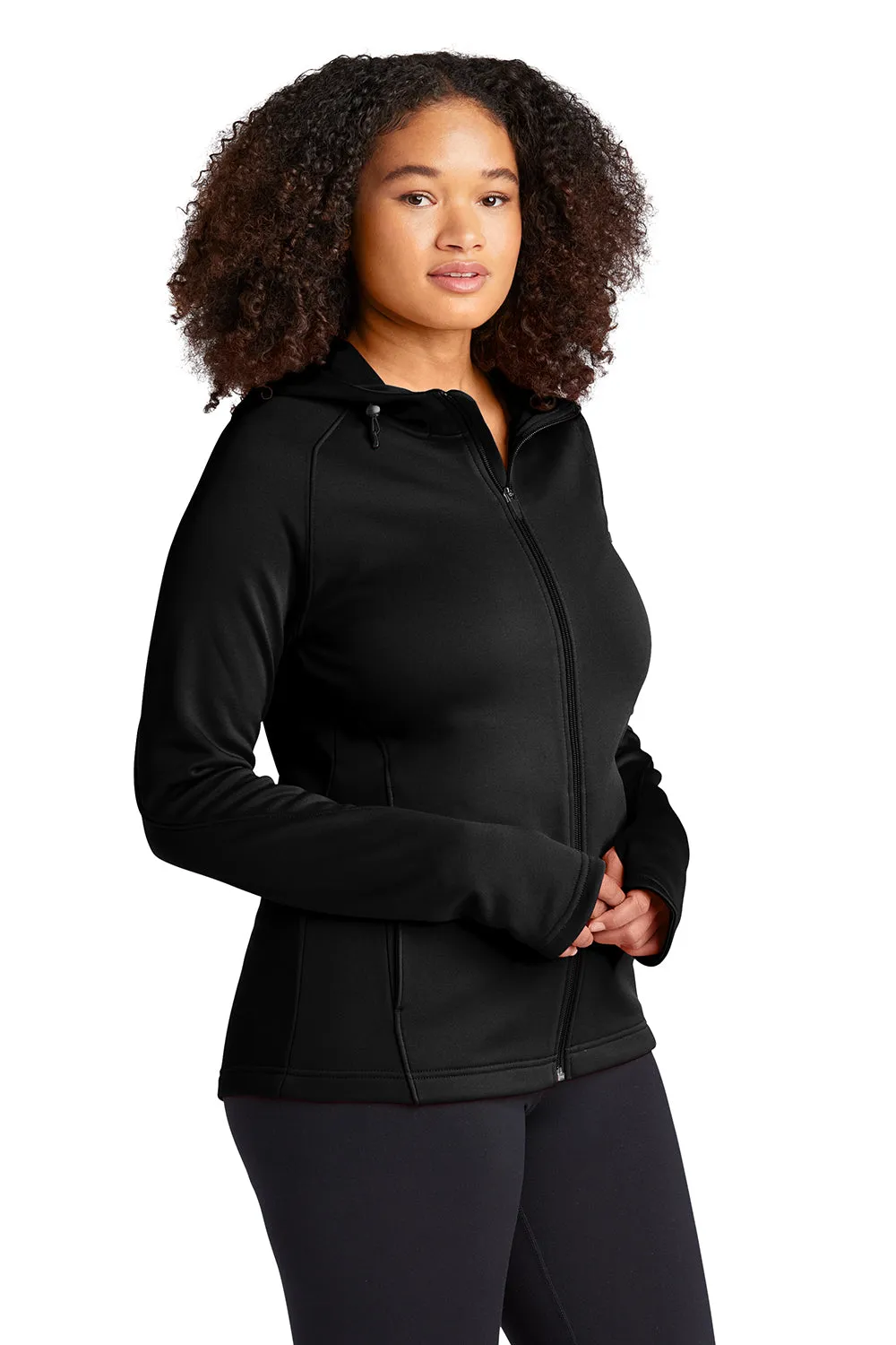 Sport-Tek Damen Tech Feuchtigkeitstransportierende Fleece Full-Zip Kapuzenpullover Hoodie mit Taschen - Schwarz