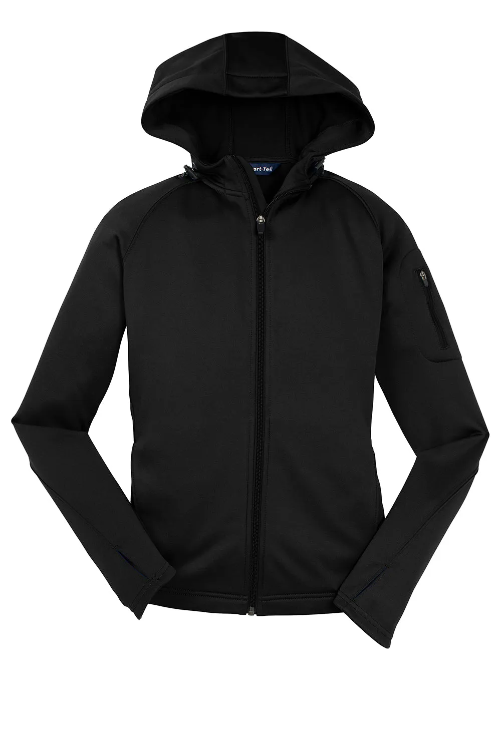 Sport-Tek Damen Tech Feuchtigkeitstransportierende Fleece Full-Zip Kapuzenpullover Hoodie mit Taschen - Schwarz