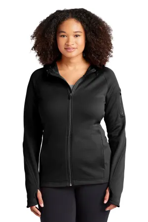 Sport-Tek Damen Tech Feuchtigkeitstransportierende Fleece Full-Zip Kapuzenpullover Hoodie mit Taschen - Schwarz