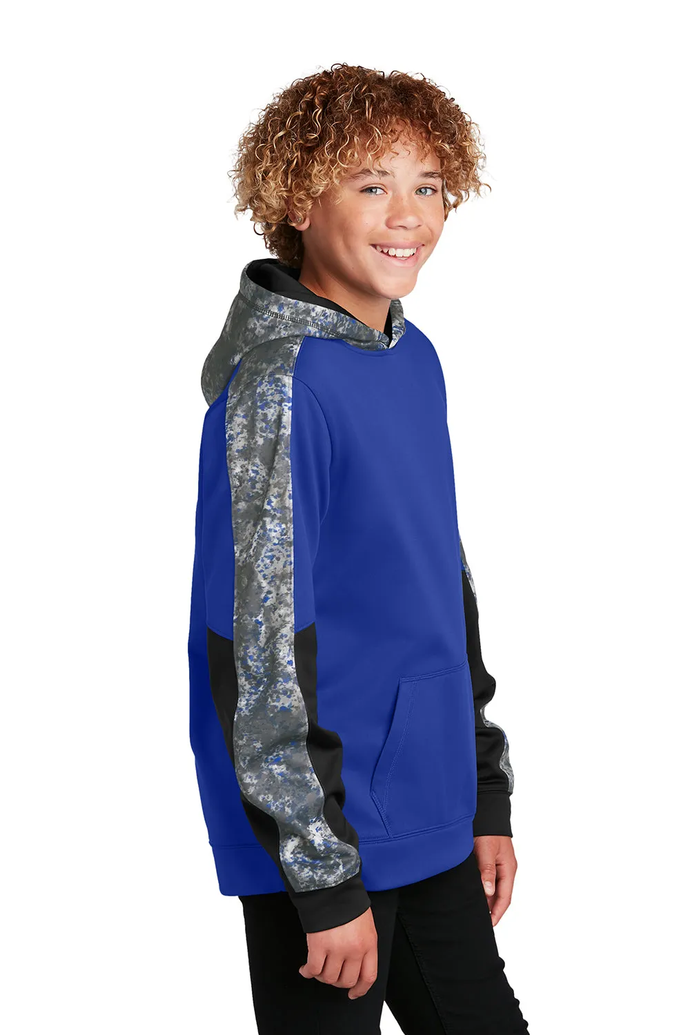 Sport-Tek Jugend Sport-Wick Mineral Freeze Feuchtigkeitstransportierende Fleece Kapuzenpullover Hoodie mit Beuteltasche - Echt Königsblau