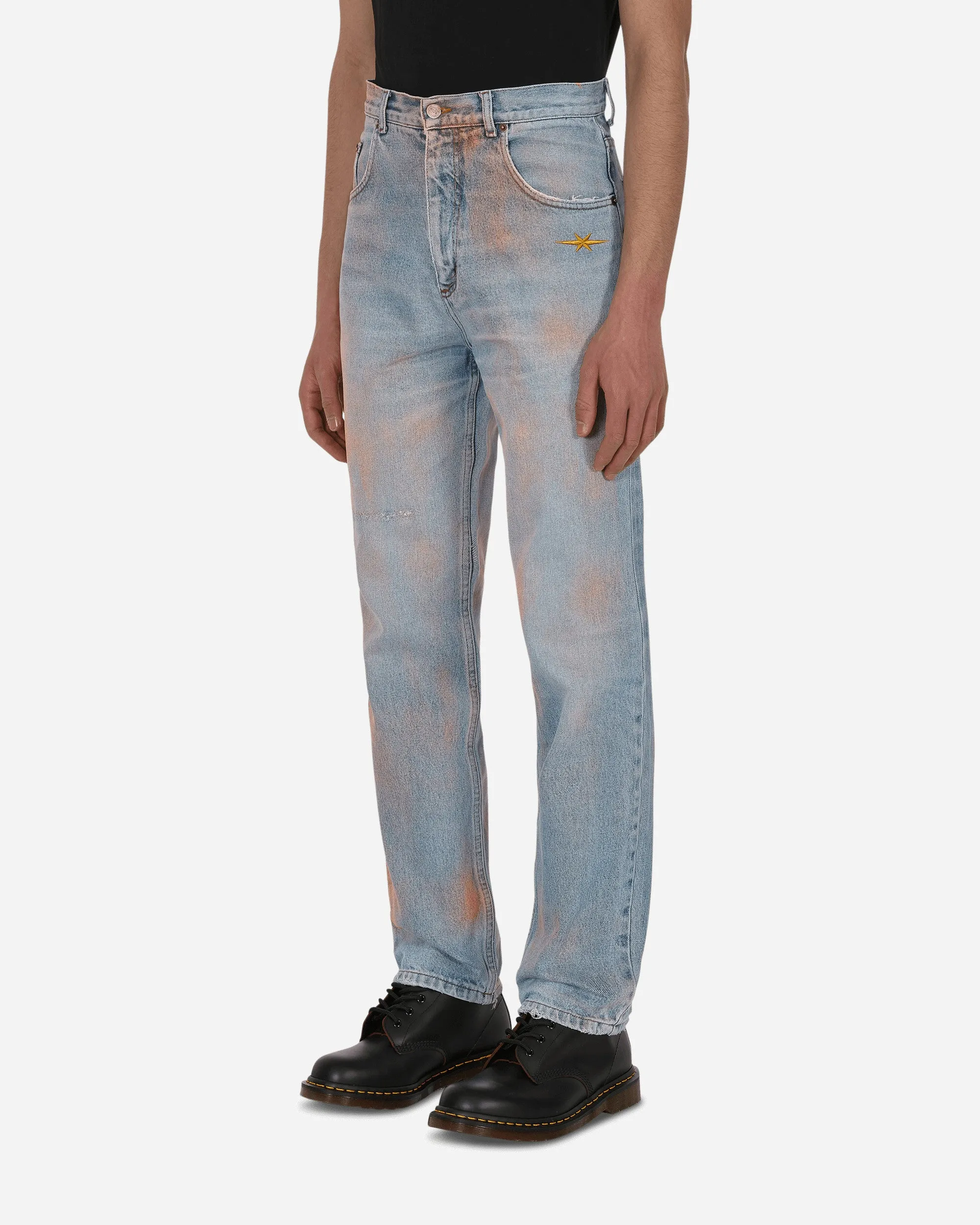 Vintage-Spray-Jeanshose in Blau