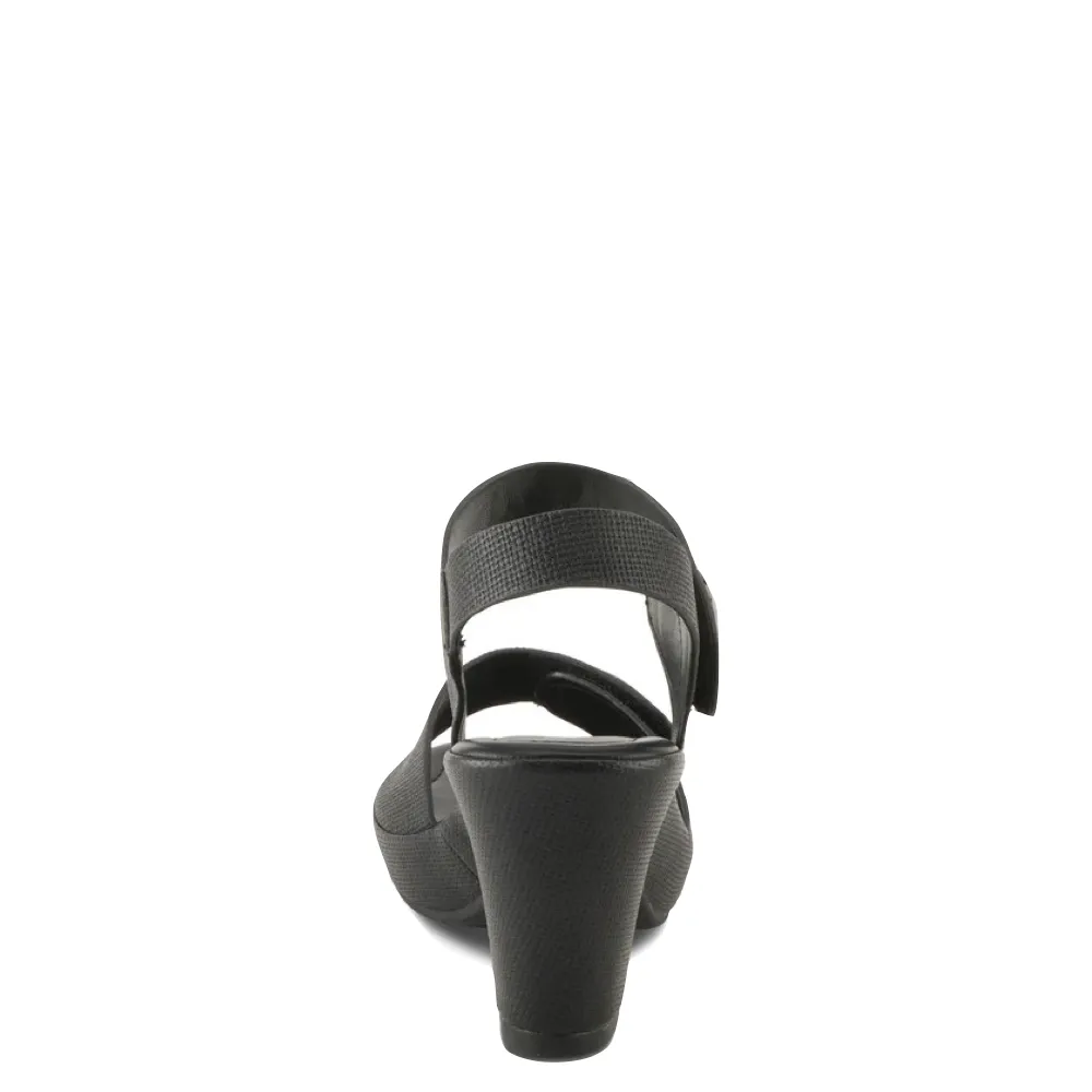 Spring Step Damen Dade Geflochtener Absatz Sandale in Schwarz