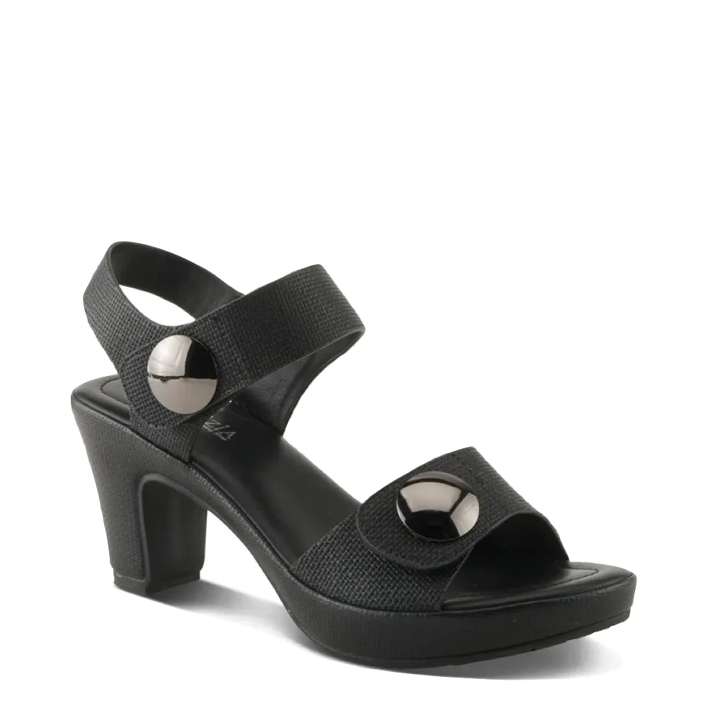 Spring Step Damen Dade Geflochtener Absatz Sandale in Schwarz