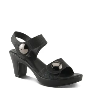 Spring Step Damen Dade Geflochtener Absatz Sandale in Schwarz