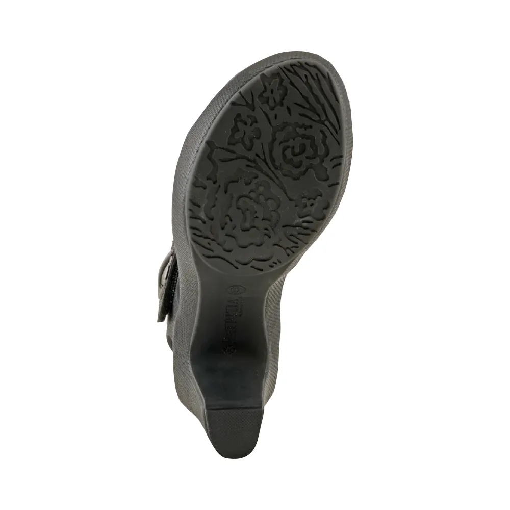 Spring Step Damen Dade Geflochtener Absatz Sandale in Schwarz