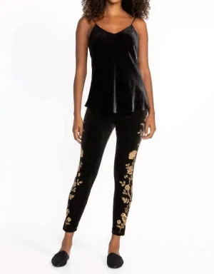 Stretch-Velours-Legging Nyomi in Schwarz