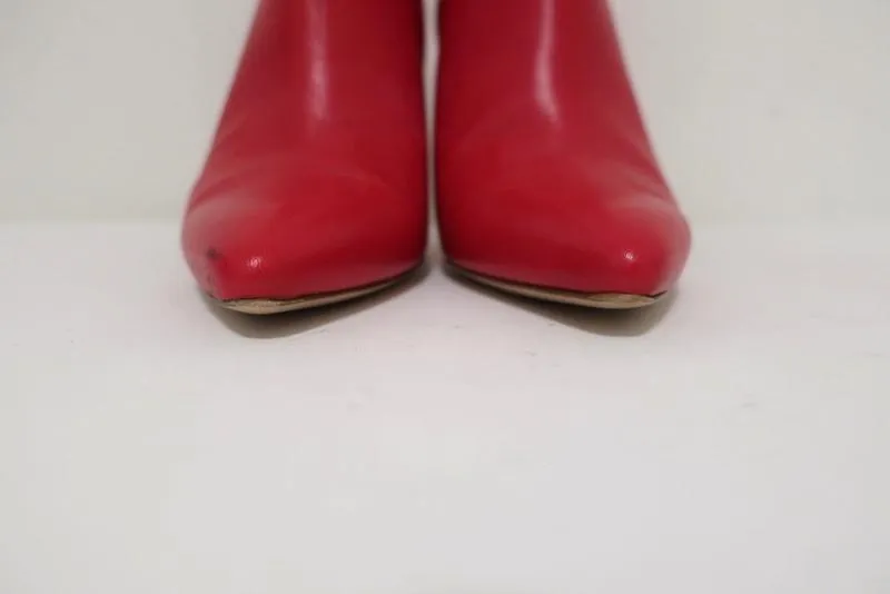 Stuart Weitzman Pureaok Knöchelstiefel Rot Leder Größe 6.5 Spitze Stiefeletten