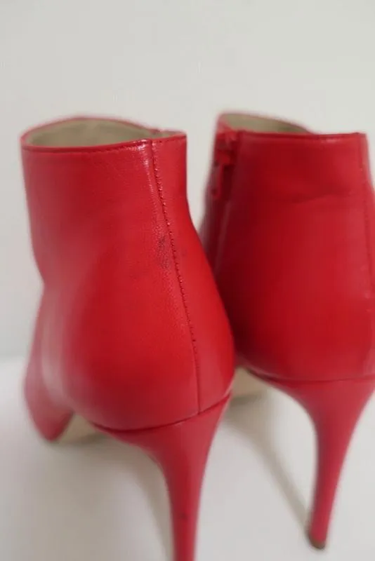 Stuart Weitzman Pureaok Knöchelstiefel Rot Leder Größe 6.5 Spitze Stiefeletten