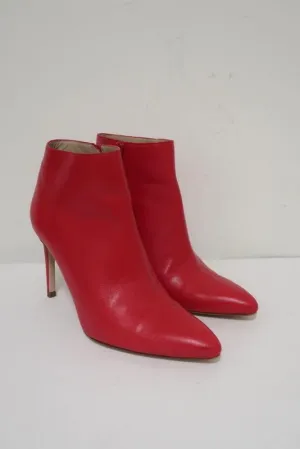 Stuart Weitzman Pureaok Knöchelstiefel Rot Leder Größe 6.5 Spitze Stiefeletten