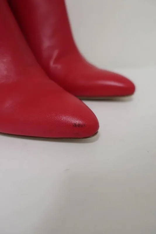 Stuart Weitzman Pureaok Knöchelstiefel Rot Leder Größe 6.5 Spitze Stiefeletten