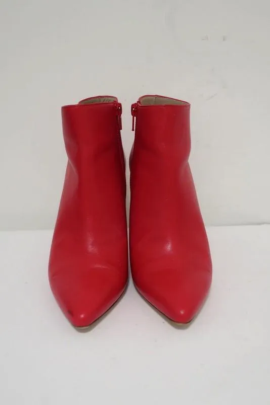 Stuart Weitzman Pureaok Knöchelstiefel Rot Leder Größe 6.5 Spitze Stiefeletten